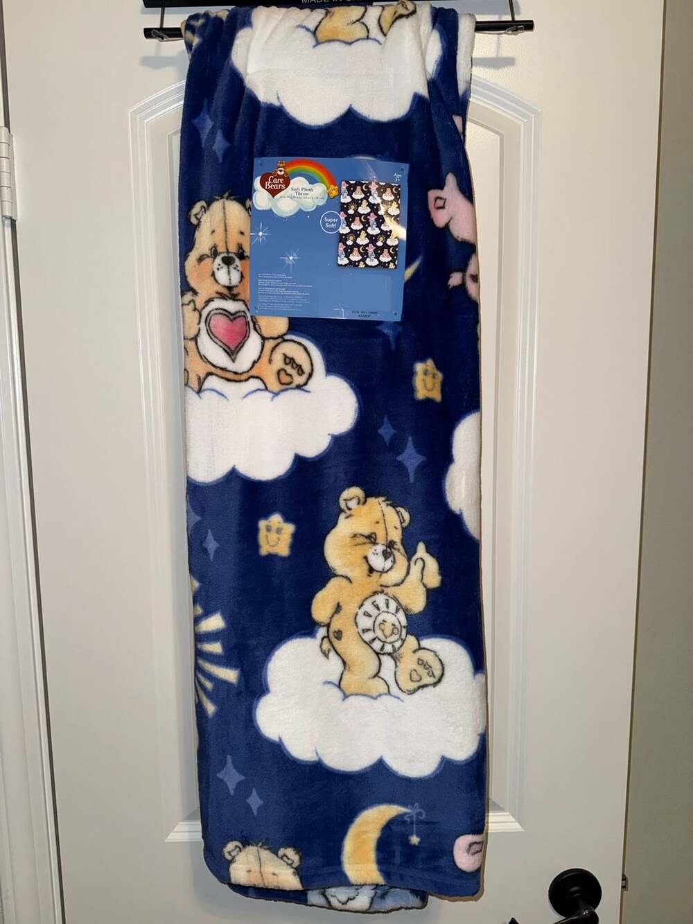 Care Bears Soft Plush Throw 50 in x 70 in Blue Cloud Night Sky